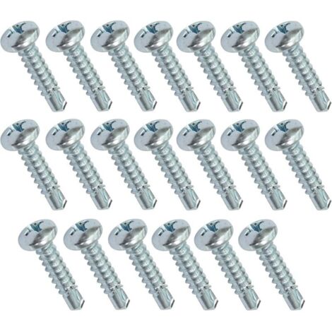 Lot de 20 Vis à tôle autoperceuses Ø4.2x19mm à tête large bombée - à empreinte PH/cruciforme - en acier zingué (1/2)