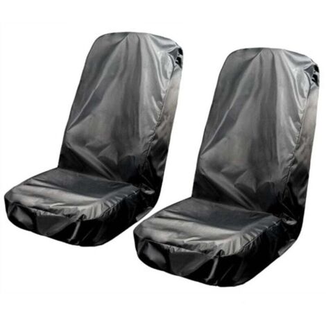 Paquet de 2 housses de siège de voiture avant imperméables, protections de housse de siège imperméables universelles noires,56.722" (1/4)
