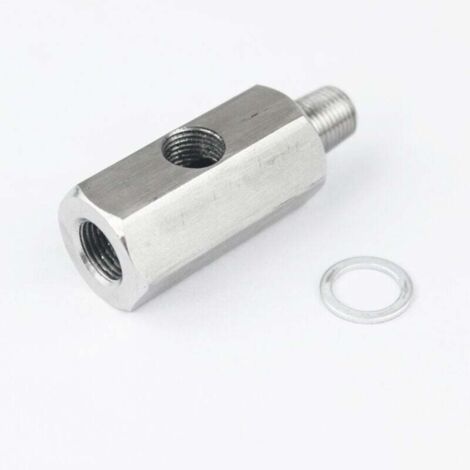 Té de capteur de pression d'huile en acier inoxydable 1/8" NPT Turbo Ligne d'alimentation en huile Manomètre Pièces automobiles (1/8" NPT) (1/4)