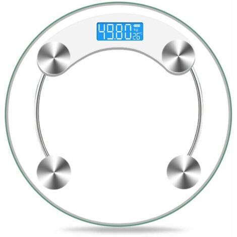 Balance pèse-personne numérique en verre avec portée de 180 kg et écran LCD,Blanc transparent