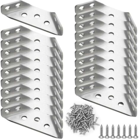 Connecteur d'angle de meuble universel 20 pièces, support d'angle triangulaire multifonctionnel en acier inoxydable, connecteur de fixation d'angle, cadre de support triangulaire de meuble, support d' (1/4)