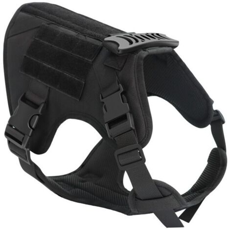 Harnais tactique noir XL pour chien, gilet à boucle pour chien de travail militaire, harnais pour chien d'entraînement militaire sans tension avec clip de ceinture pour la randonnée et la chasse (1/4)