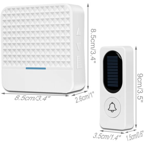 Sonnette sans fil Sonnette solaire électronique sans fil, blanche 8,5 8,5 2,6 cm, 9 3,5 1,5 cm (1/3)