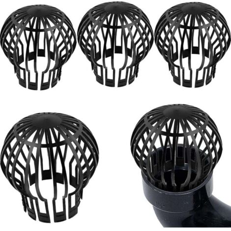 Lot de 4 Crapaudines pour Gouttière Protections de Gouttière 14.5 11cm(diamètre x hauteur), Filtre À Gouttière pour Maison Avant Toit Fossé Égout Tuyau De Descente, noir, plastique (1/4)