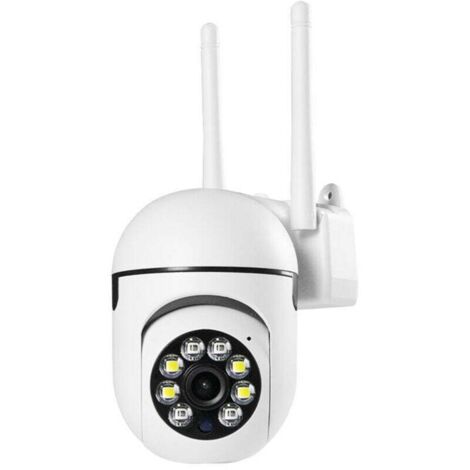 Caméra de surveillance extérieure 2MP PTZ WiFi - Rotation 360° sans fil - Vision nocturne couleur - Audio bidirectionnel - Alerte instantanée - Blanche