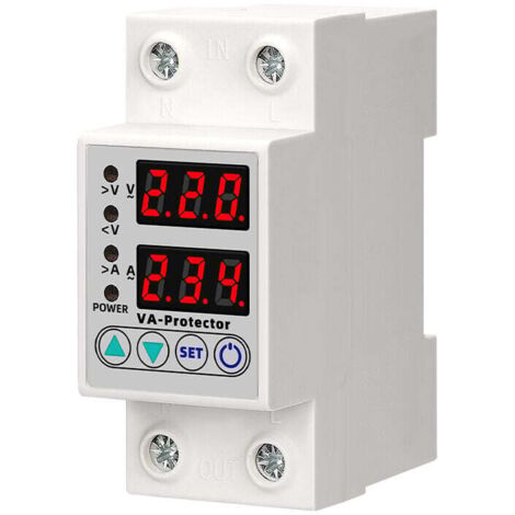 63A 220V Din Rail Réglable Sur Tension et Sous Tension Dispositif De Protection Protecteur Relais Sur Courant Protection LED Affichage (1/4)