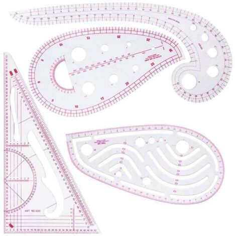 Regle Couture,Ensemble de règles de couture 4 pièces,idéal pour la couture, la couture, le bricolage - Outils de conception en plastique flexible pour les étudiants et les créateurs de mode (1/4)