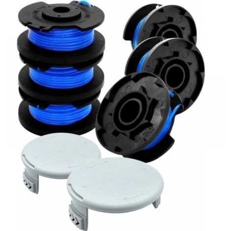 Ensemble 6+2 bobines et couvercles Ryobi AC14RL3A/AC14HCA. Tête de coupe et corde de remplacement, complet et pratique. (1/4)