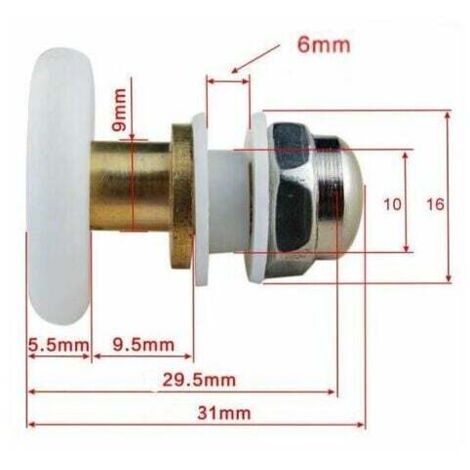 Porte Coulissante Douche 4 pcs 25mm, Poulie Excentrique pour Portes Cabine Douche Coulissante Pour Remplacement de Douche Coulissante Verre Porte Coureurs Rouleaux, Blanc (1/4)