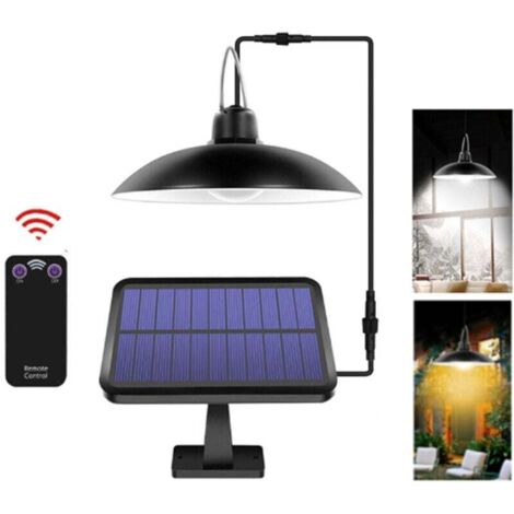 Lampe Solaire Suspendue 3W avec Télécommande - 4 LEDs 50LM - Interrupteur Cordon (HF & Manuel) (1/4)