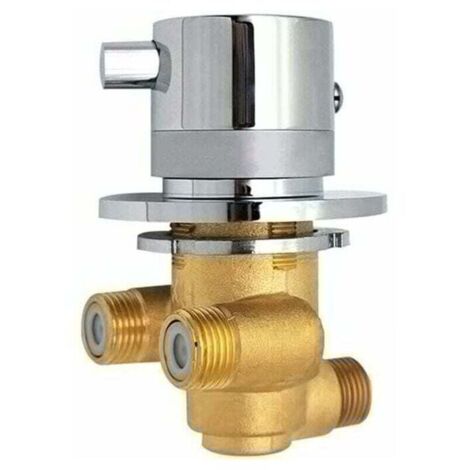 Mitigeur thermostatique de douche en laiton, robinetterie à vanne unique, sortie à 1 voie. Mélange eau froide et chaude, fixation murale, design élégant et durable. (1/4)