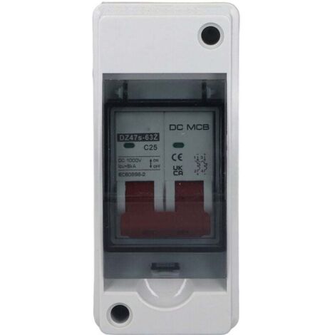 Disjoncteur DC Miniature 2P pour Système Photovoltaïque, Interrupteur Sectionneur IP65 Étanche DC1000V 25A (1/4)