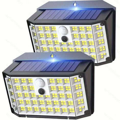Lot de 2 lampes solaires d'extérieur pour jardin 3 modes Appliques murales extérieures sans fil Lampes murales solaires avec détecteur de mouvement extérieur (1/4)