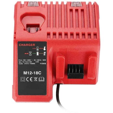 Chargeur pour batterie lithium Milwaukee 12V-18V - Compatible M12-18C M18 - Prise US - Remplacement original (1/4)