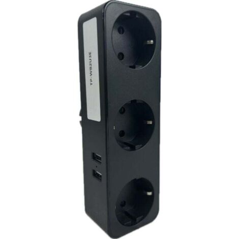 Multiprise Murale, 5 en 1 Prise USB Multiple USB, Multiprise 3 Prises et 2 Ports USB, Prise Multiple Murale USB 4000W, Triplette Electrique pour la Maison Le Bureau Les Voyages (Noir)
