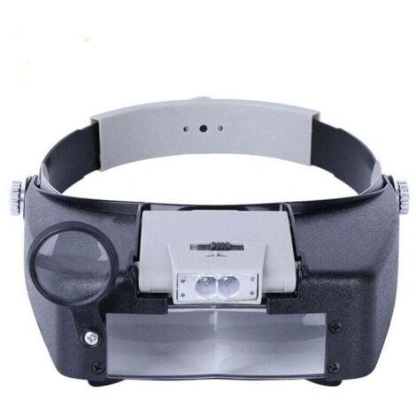 Bandeau Loupe Horloger Mains Libres Loupe avec Lumière Casque Loupe Grossissante avec LED Lumière, pour Horloger, Bijoutier, Lecture (1/4)