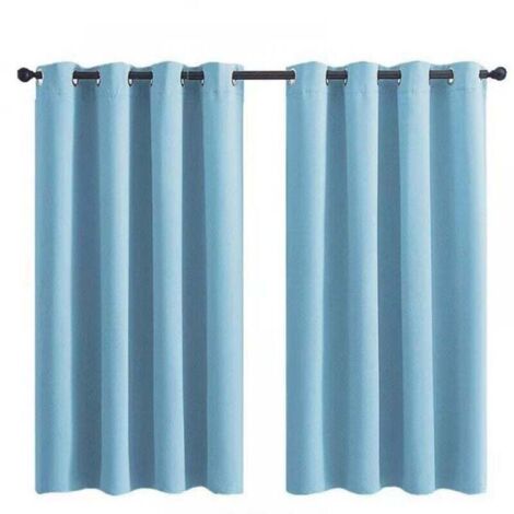 Rideau Occultant à Oeillets pour Chambre d'Enfant - Imprimé Uni Bleu Clair - 28x36 Pouces (71x91cm) - 2 Panneaux (SAMIMPORT-2011)