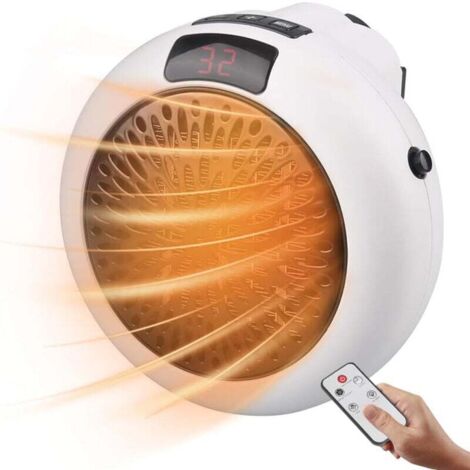Mini radiateur portable, 900 W, en céramique, avec thermostat réglable et télécommande (blanc) (1/4)