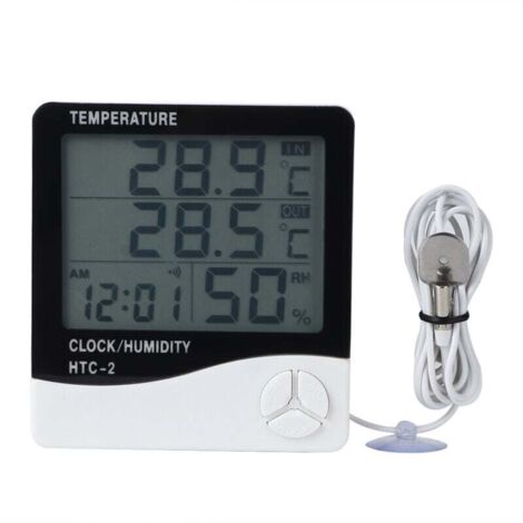 Jauge de température et d'humidité numérique avec affichage double intérieur/extérieur, capteur de température. Pour un monitoring précis. (1/4)