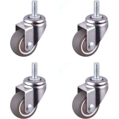 TPE roulette silencieuse roue plate roue universelle 4pcs 1 pouce vis universelle M6 15 (1/4)