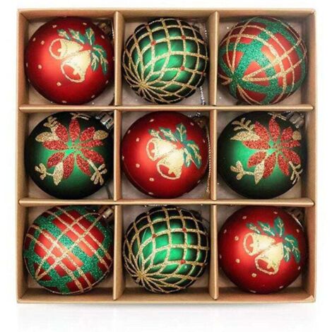 Lot de 9 boules de Noël décoratives de 6 cm, accessoires en polypropylène, décoration pour sapin de Noël, pour mariage, multi-usages (1/4)