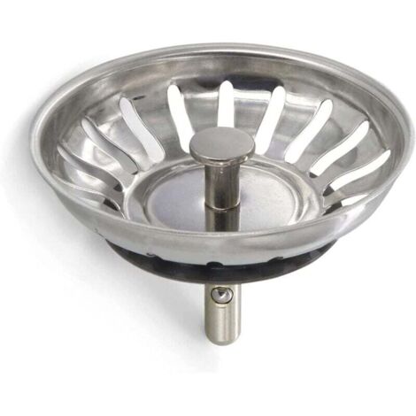 2 bouchons d'évier de cuisine en acier inoxydable - crépine universelle (diamètre 78 mm), grille d'évier anti-obstruction et panier d'évier à vidange rapide (1/4)