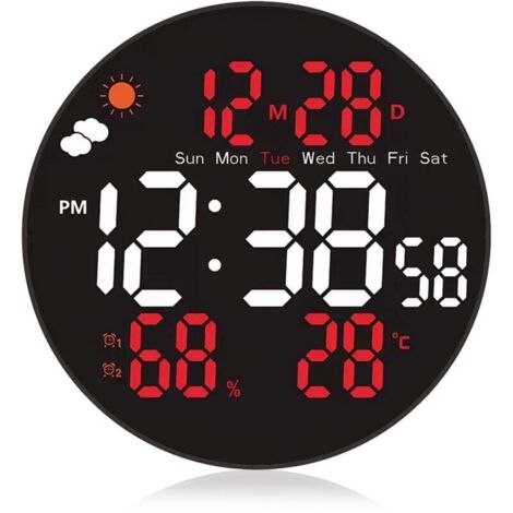 Horloge Murale Digitale 8 Pouces à Couleurs RVB Variables - Pilotée par Télécommande - Fonctions Automatiques Avancées - pour Domicile (1/4)