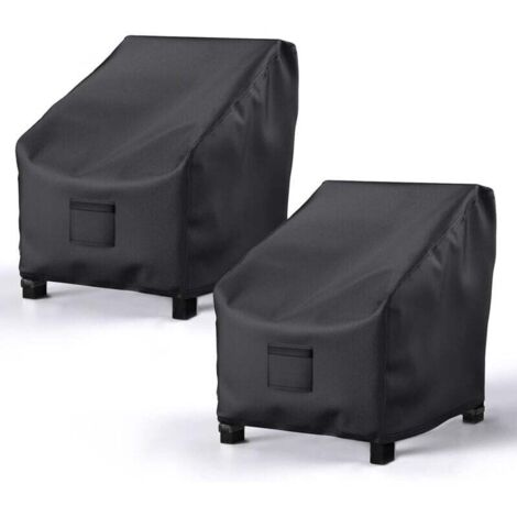 2 housses chaises patio imperméables 600D oxford, pour fauteuil jardin 38"x31"x29" (noir) (1/4)