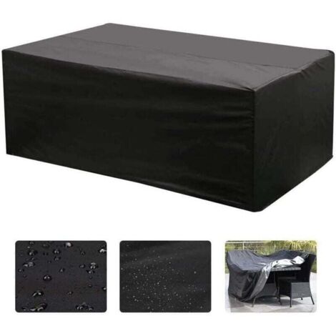 Housse de table et de chaise pour table à manger et chaise de terrasse de jardin extérieur, imperméable, coupe-vent, résistante aux UV, convient pour tables, chaises, canapés, meubles de jardin – Rect (1/4)