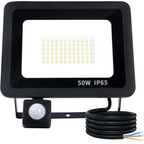 50W Projecteur LED Exterieur Avec Détecteur de Mouvement,Projecteur LED Extérieur IP65 Etanche,72 LED Spot LED Extérieur 5000LM,6500K Blanc Froid Projecteur LED Eclairage Exterieur Avec Détecteur-Noir (1/4)