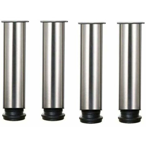Lot de 4 pieds de meuble - Acier inoxydable - Réglables en hauteur de 25 cm - Idéal pour canapé, table, armoires (1/4)