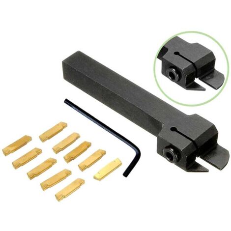 Outil Tour à Métaux, Porte Outillage MGMN200, MGEHR1616-2 100mm Tour CNC Porte-Outil de Tournage Outil Lame Insérer Barre d'Alésage + 10 Pièces MGMN200-G inserts + Clé (1/4)