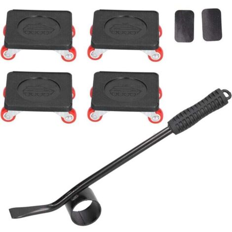 Déménageur Meubles, 5PCS Lève Meubles à Usage Intensif Ensemble D'outils pour Déménageurs Curseurs avec 4 roulettes à Double Roulement roulettes Rotation à 360 Degrés Chariot Meubles Capacité 400 kg (1/4)