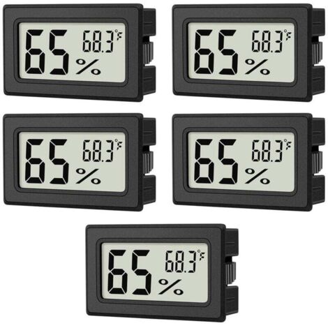 Thermo-hygromètre intérieur, 5 x mini hygromètre intérieur, pour serre, boîte reptile, voiture, maison, bureau. Pratique et polyvalent. (1/4)