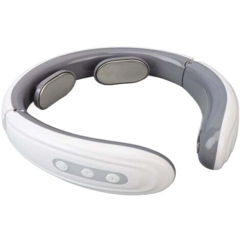 Masseur cervical en U sans fil chauffant - Intelligent portable - Soulagement tension cervicale - Blanc (1/4)