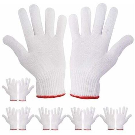 6 paires de gants de travail à la main, protection des poignées de sécurité, gants de travail plus épais, tricotés (1/4)