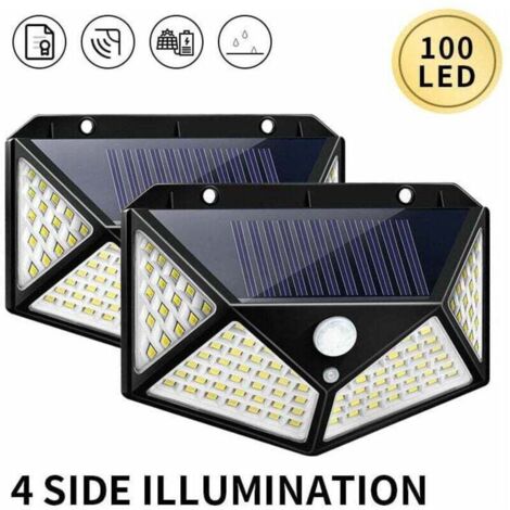 Lampe Solaire Extérieur 100 LED, Éclairage Solaire 1000 Lumens Extérieur Solaire Détecteur de Mouvement sans Fil Étanche Spot Solaire Lumière Puissant, éclairage Solaire Extérieur avec Détecteur (1/4)