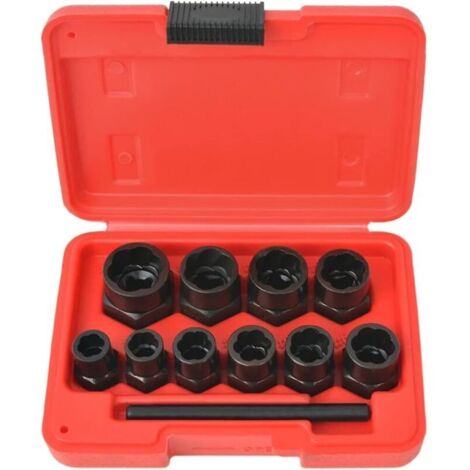 Jeu de 11 douilles d'extraction pour boulons et écrous de 9 à 19 mm avec étui de rangement, Outil du mécanicien (1/4)