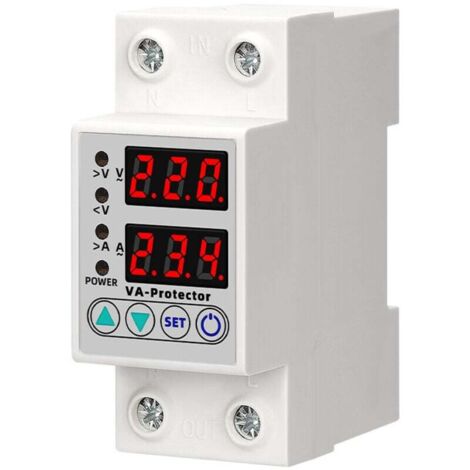 Relais de Protection Din Rail 63A 220V, Réglable Surtension/Sous-Tension, Affichage LED, Protection Contre les Surtensions (1/4)