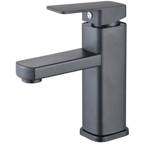 Robinet Salle de Bain Noir Robinet de Lavabo Robinet de Lavabo Carré Salle de Bain Mitigeur Lavabo Acier Inoxydable Mitigeur Monocommande Robinet de Salle de Bain (1/4)