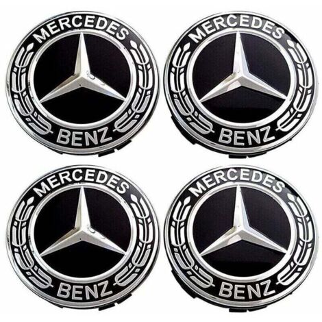 4 pièces Cache Moyeux - Compatible with Mercedes Benz - 75mm - Cache de Roue Centrale - ABS - Accessoires de Voiture