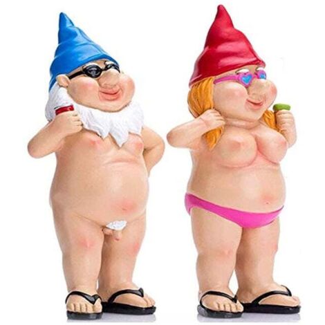 Nain de jardin - Nains de Jardin Nus Amusants - Petites Statues grossières - Cadeau de Jardinage pour Les familles et Les voisins (Un Couple) - Classe énergétique A+++