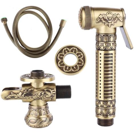 Set Pulvérisateur Bidet Style Antique Doré - Cuivre - Jet Pressurisé (1/4)