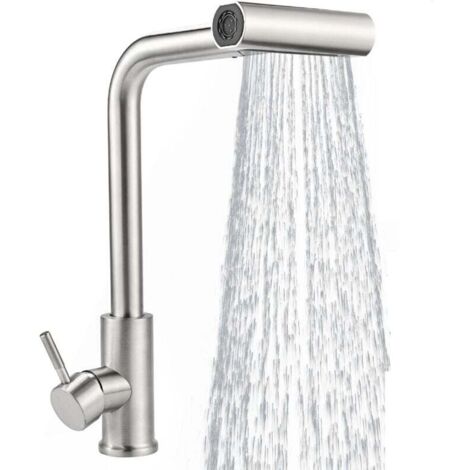 1pc Évier avec tête télescopique multifonctionnelle anti-éclaboussures - quatre vitesses électroplaquées + tuyau (1/4)