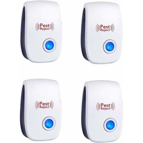 Lot de 4 répulsifs antiparasitaires à ultrasons - Répulsif électronique pour souris et rats - Répulsif antiparasitaire pour insectes et araignées (1/4)