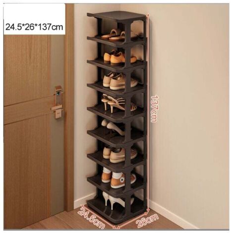 Meuble à chaussures Étagère à chaussures à 9 niveaux pour un rangement peu encombrant dans le couloir et la chambre - empilable et élégante en noir (1/4)