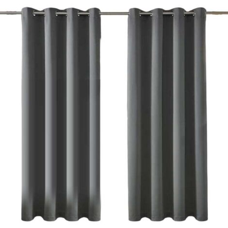 Rideaux Occultants Longs pour Salon - Lot de 2 Panneaux à Oeillets Isolants Assombrissants - Gris Foncé 132x183cm (1/4)