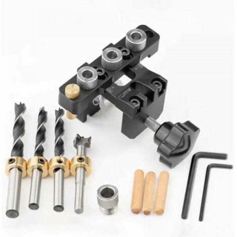 Gabarit perçage 3-en-1 - Localisateur poinçons - Guide trous chevilles bois - Précision professionnelle (1/4)