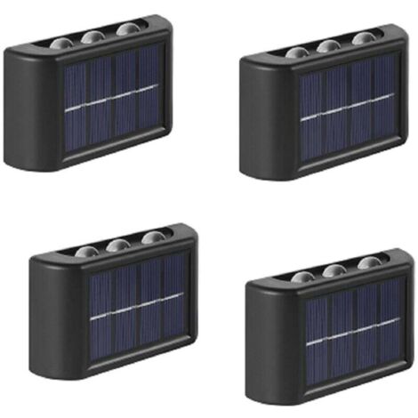 4 Pack Lampes Solaires Extérieures,Blanc Chaud Applique Murale Led IP65 Étanche Haut Et Bas pour Jardin Cour Patio Balcon Clôture (1/4)