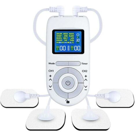 Stimulateur musculaire TENS double canal - 20 modes - Electrodes 2" et 2"x4" - Soulagement professionnel